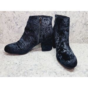 So Authentic American Heritage‎ 7.5M Velvet Burn Out Ankle Boots Black